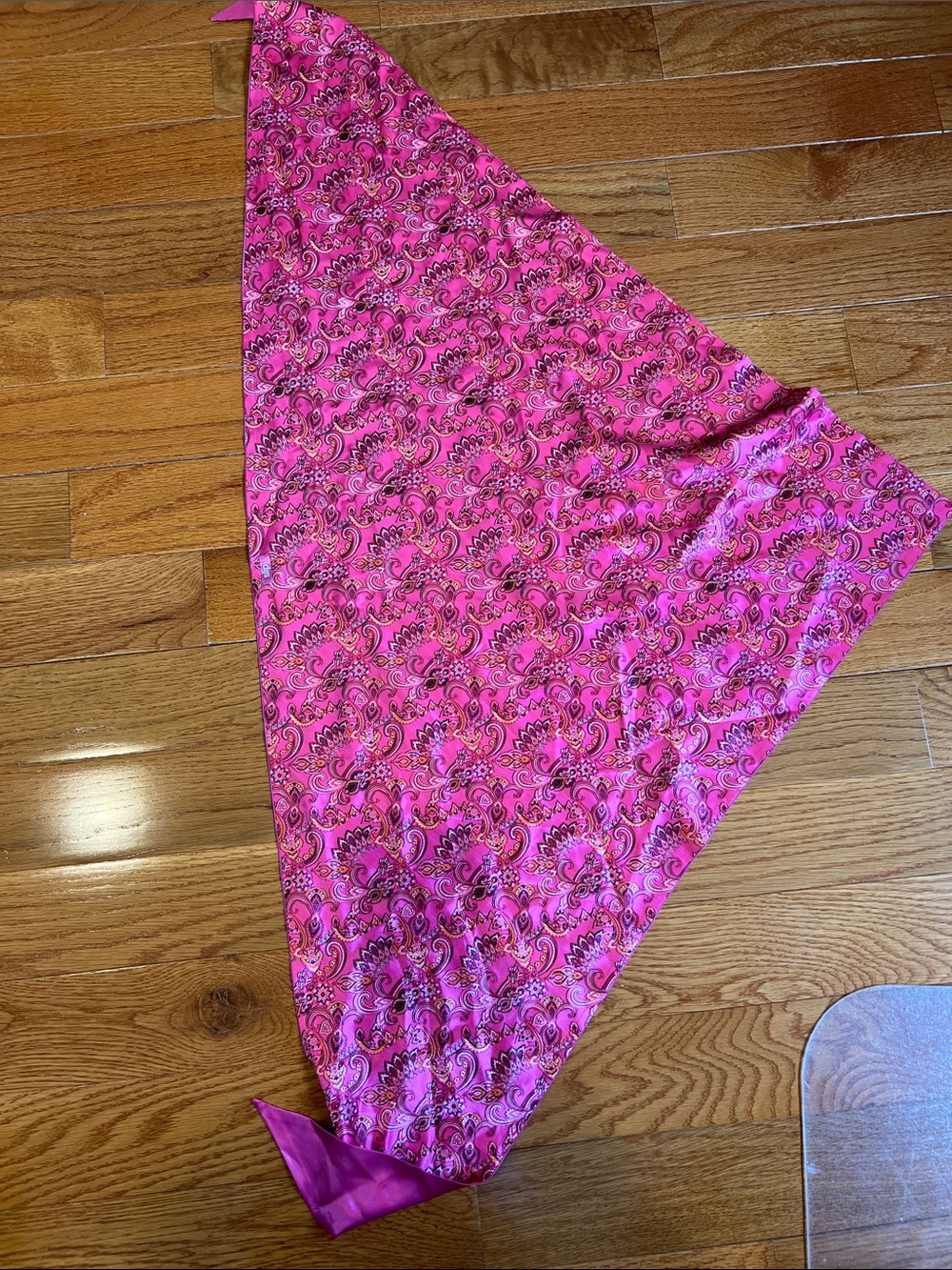 slip Pink Paisley Silk Triangle Scarf